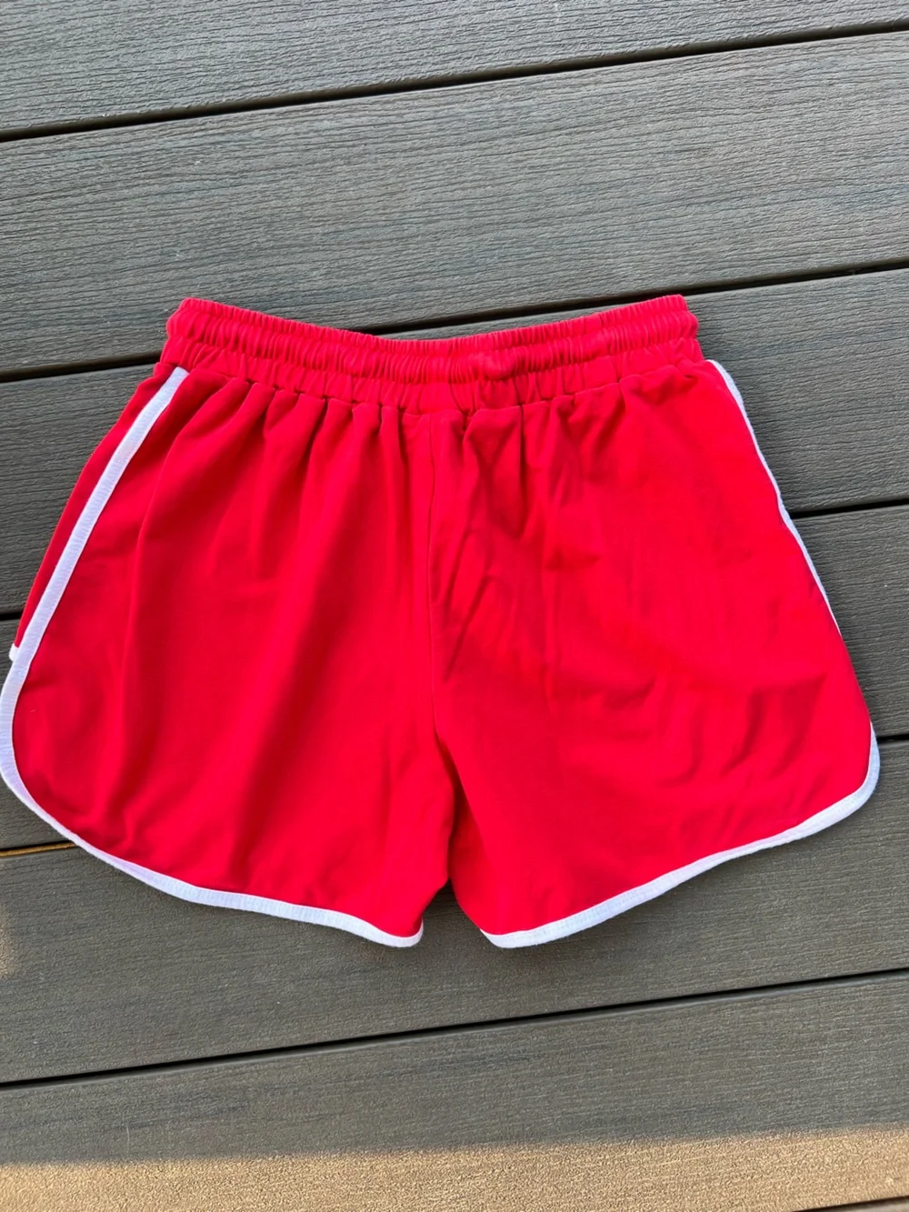 Men's Yolk Club Red Athletic Shorts with White Trim and Drawstring